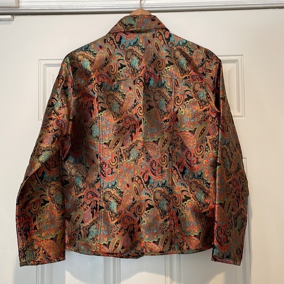 Chicos Silk Blend Colorful Button Up Tapestry Jacket Chico’s Size 0 = US Size S - Picture 3 of 6